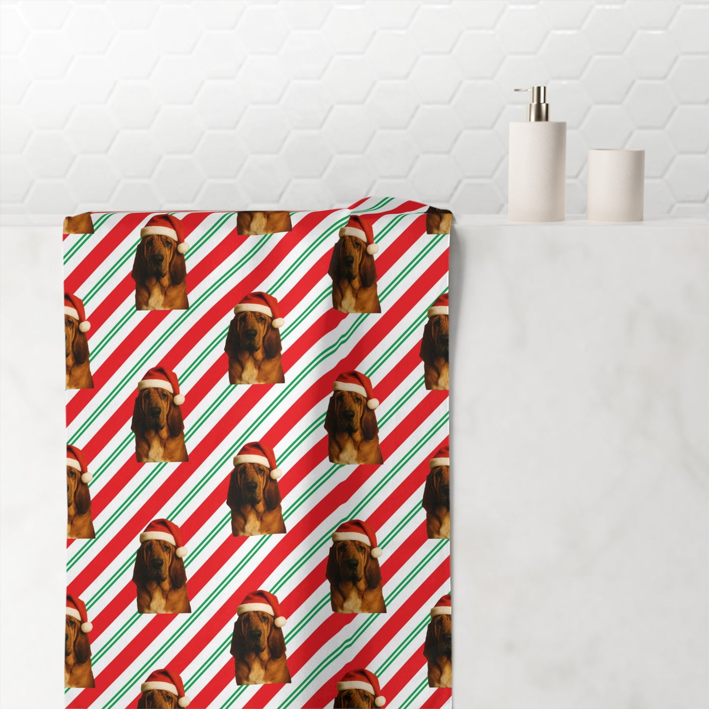 Santa Paws Bloodhound Mink-Cotton  Beach Towel