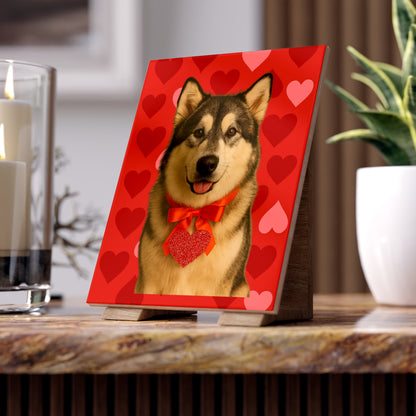 Cupid's Companion Malamute Ceramic Photo Tile