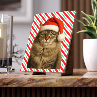 Santa Paws Cat Ceramic Photo Tile