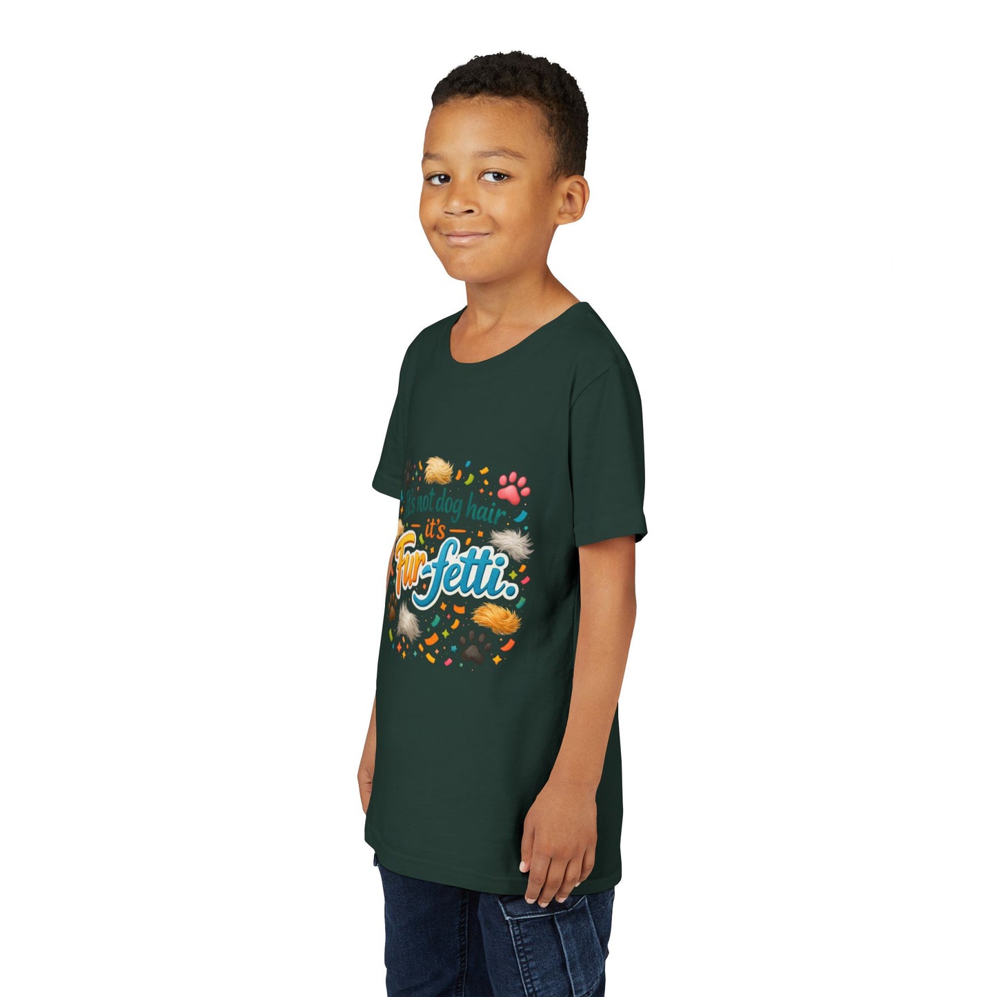 Fur-Fetti Dog Youth Unisex Short Sleeve Crewneck Tee