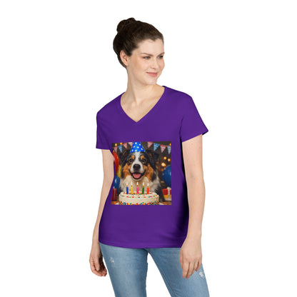 Birthday Buddy Aussie Women's V-Neck T-Shirt