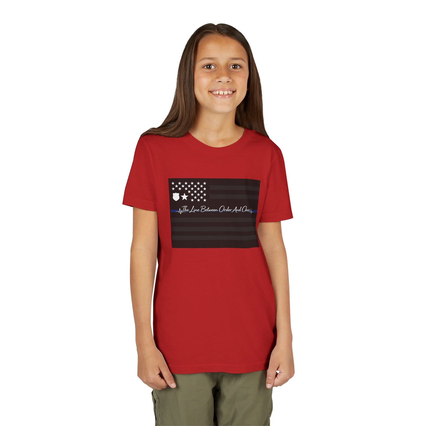 Thin Blue Line Youth Unisex Short Sleeve Crewneck Tee
