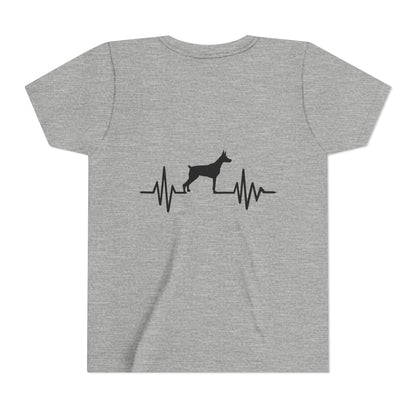 My Heart Beats For Dobermans Youth Unisex Short Sleeve Crewneck Tee