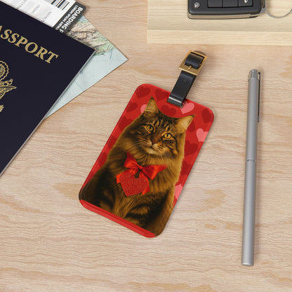 Cupid's Companion Cat Leather Strap Luggage Tag