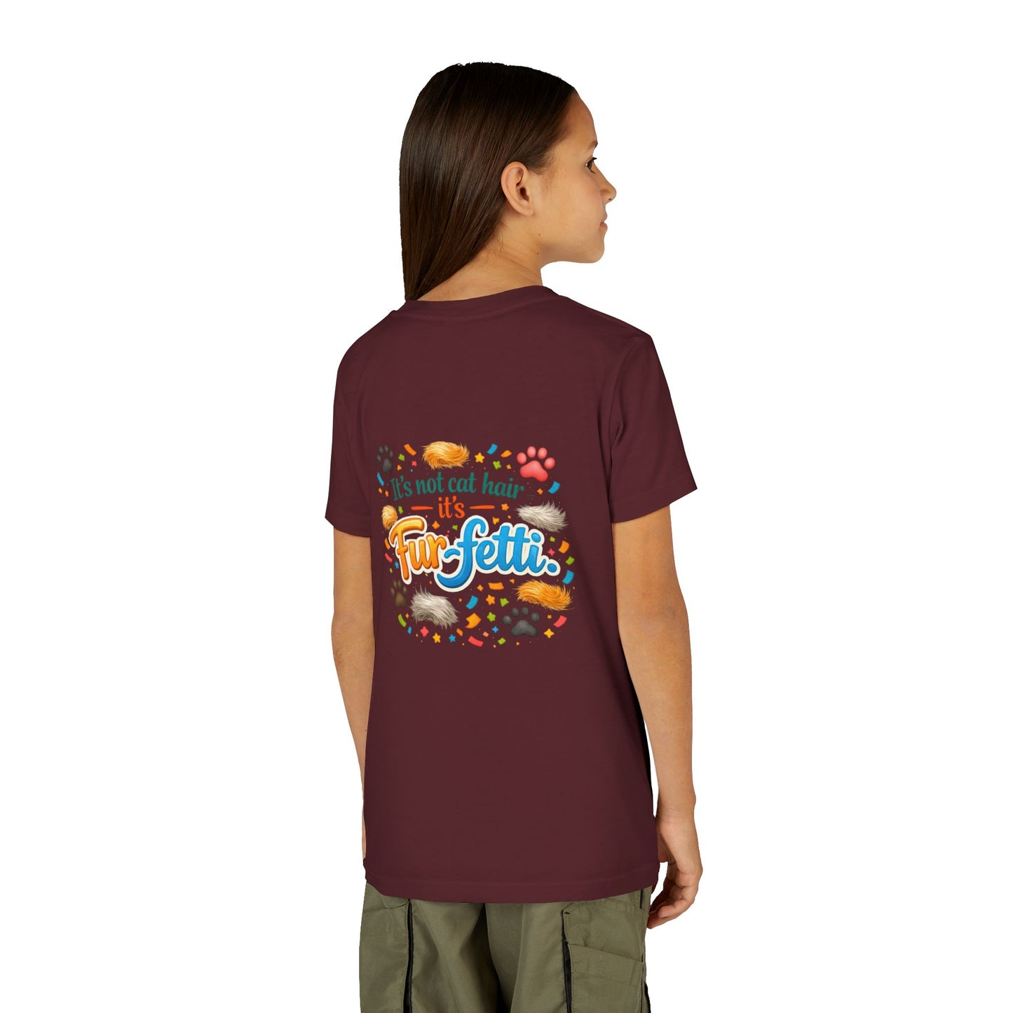 Fur-Fetti Cat Youth Unisex Short Sleeve Crewneck Tee