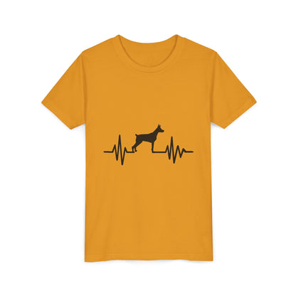 My Heart Beats For Dobermans Youth Unisex Short Sleeve Crewneck Tee