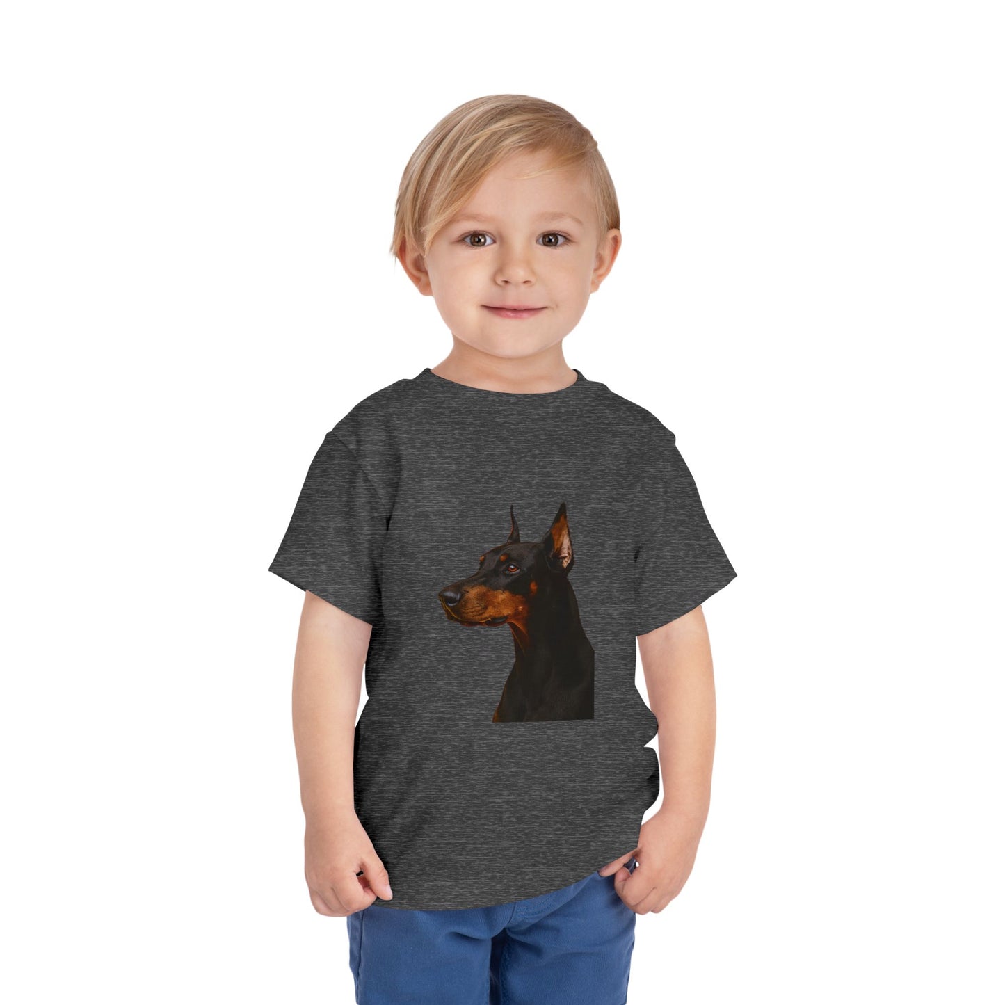 Doberman Head Toddler Unisex Short Sleeve Crewneck Tee