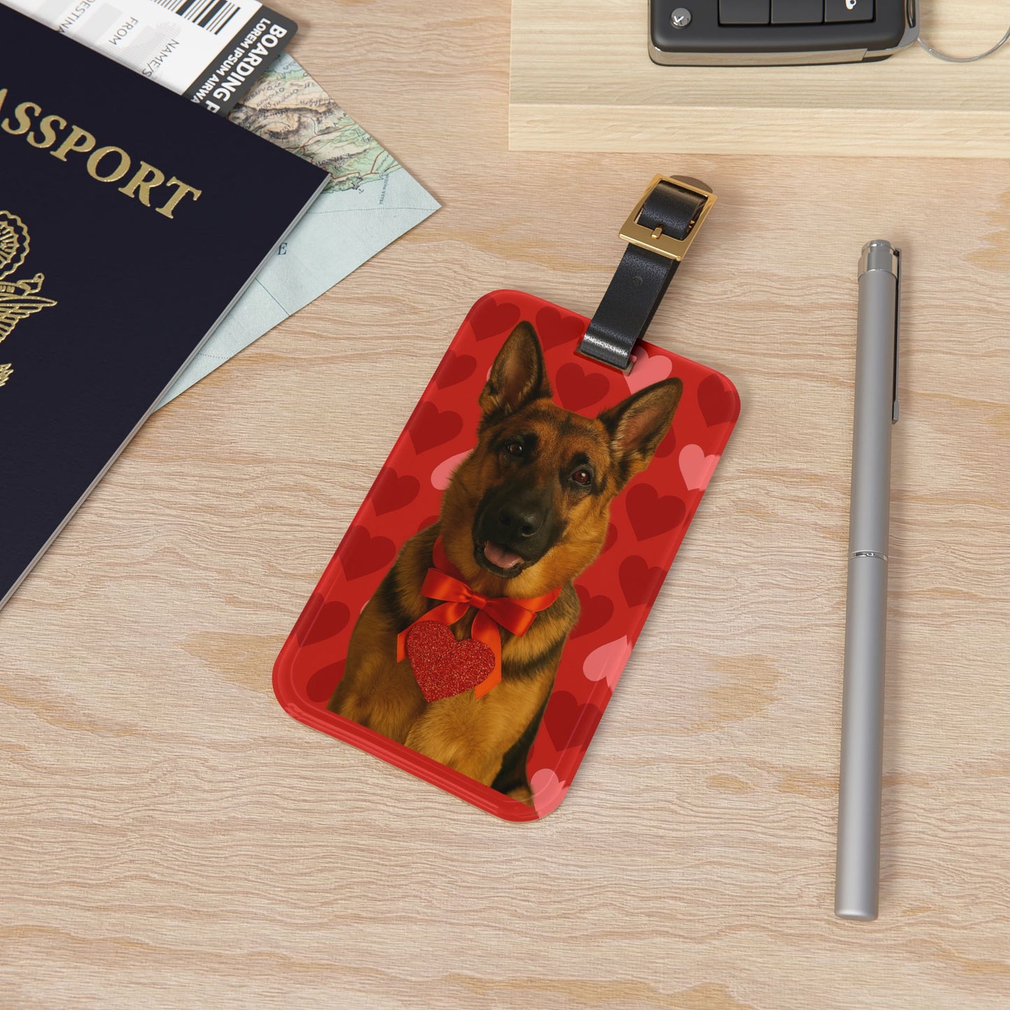 Cupid's Companion German Shepherd Leather Strap Luggage Tag