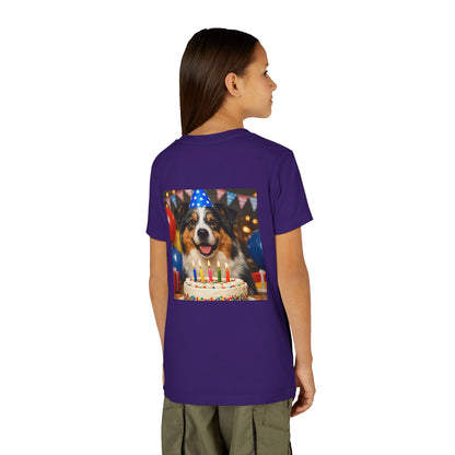 Birthday Buddy Aussie Youth Unisex Short Sleeve Crewneck Tee