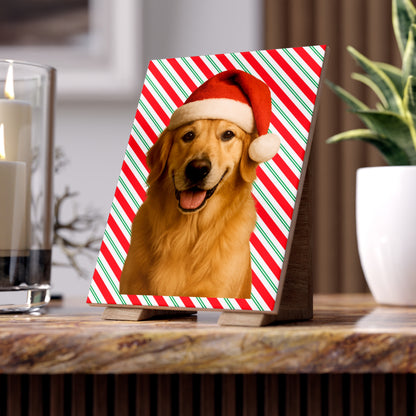 Santa Paws Golden Ceramic Photo Tile