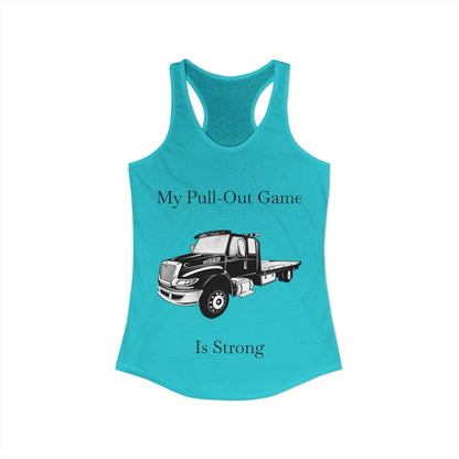 Pull Out Flatbed Tow Truck Women's Racerback Tank