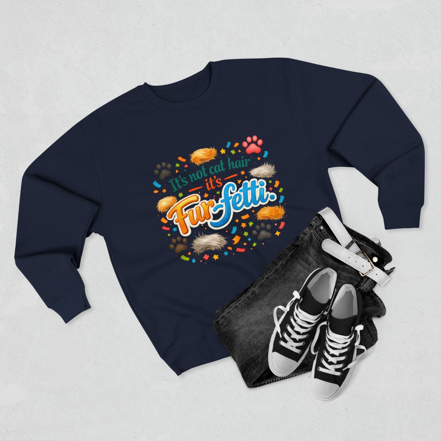 Fur-Fetti Cat Unisex Crewneck Sweatshirt