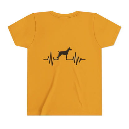 My Heart Beats For Dobermans Youth Unisex Short Sleeve Crewneck Tee