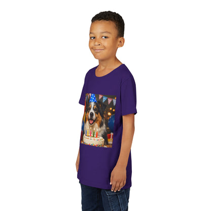 Birthday Buddy Aussie Youth Unisex Short Sleeve Crewneck Tee