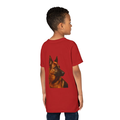 German Shepherd Head Youth Unisex Short Sleeve Crewneck Tee