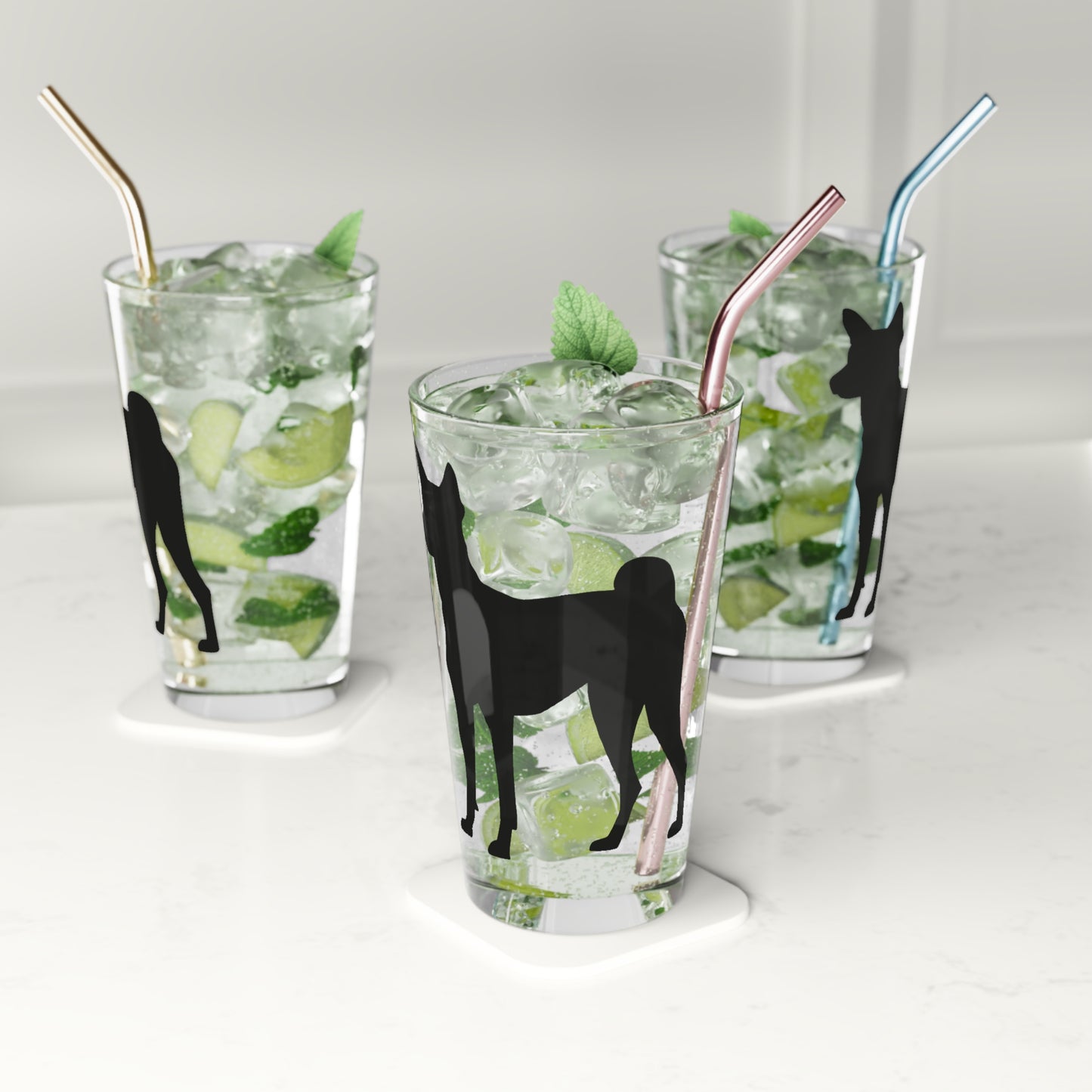 Basenji  Silhouette Drinking Glass