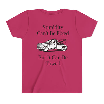 Stupidity Wheel Lift Tow Truck Youth Unisex Short Sleeve Crewneck Tee