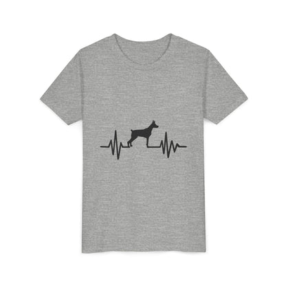 My Heart Beats For Dobermans Youth Unisex Short Sleeve Crewneck Tee