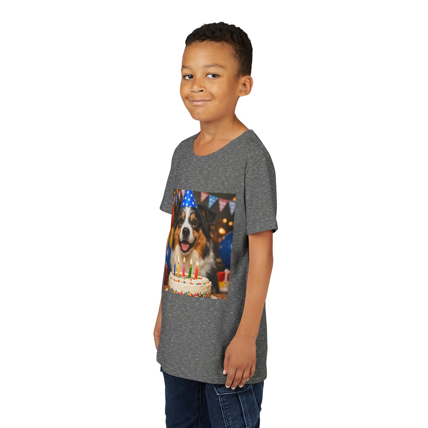 Birthday Buddy Aussie Youth Unisex Short Sleeve Crewneck Tee