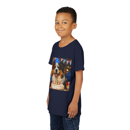 Birthday Buddy Aussie Youth Unisex Short Sleeve Crewneck Tee