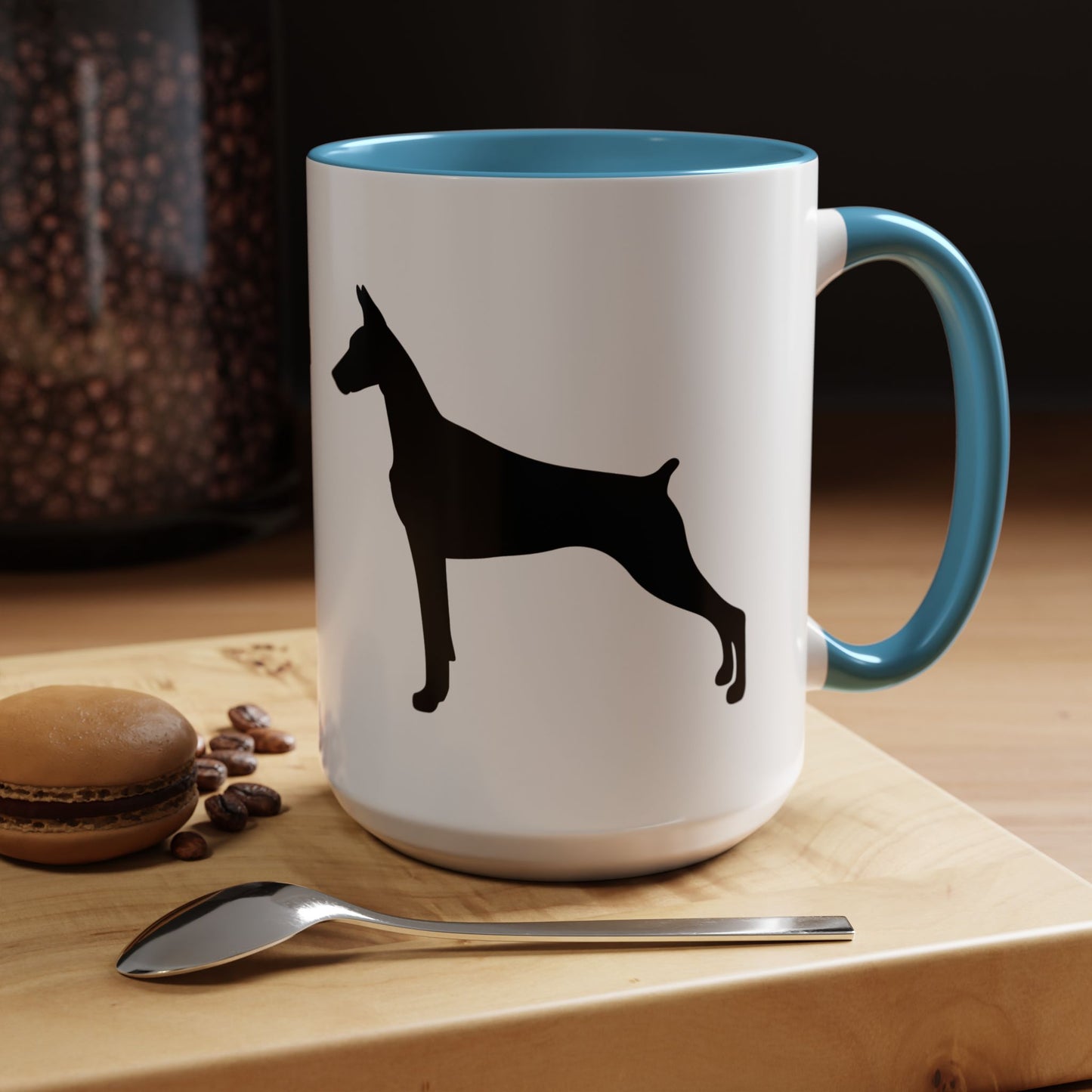 Doberman Silhouette 2-Tone Coffee Mug