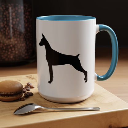 Doberman Silhouette 2-Tone Coffee Mug