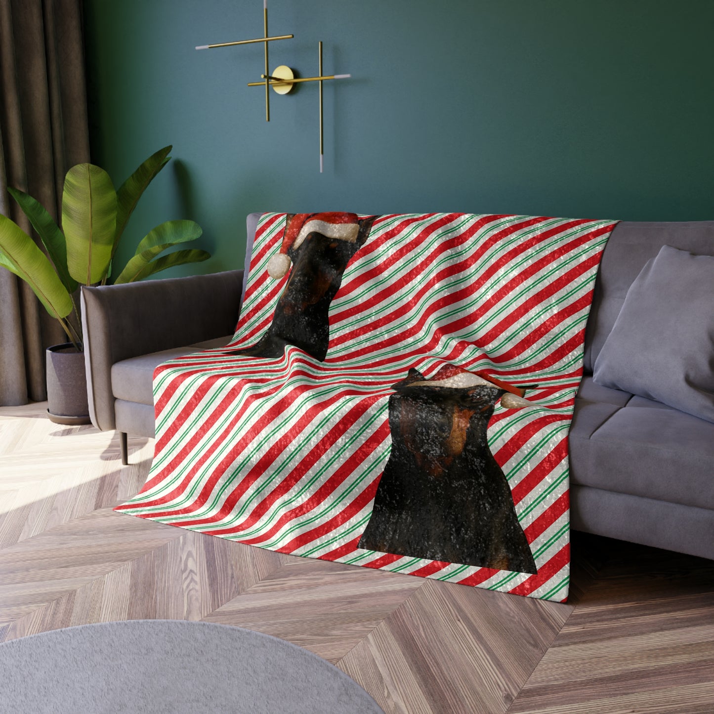 Santa Paws Doberman Crushed Velvet Blanket