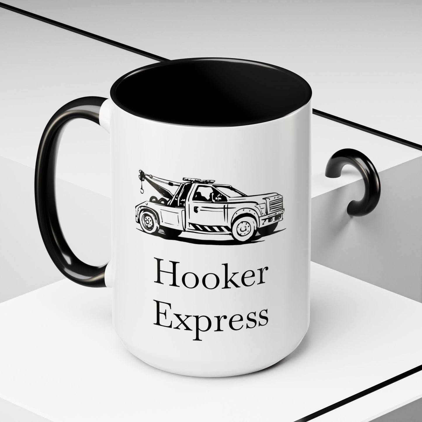 H**ker Express Wheel Lift Tow Truck 2-Tone Coffee Mug