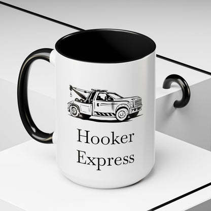 H**ker Express Wheel Lift Tow Truck 2-Tone Coffee Mug