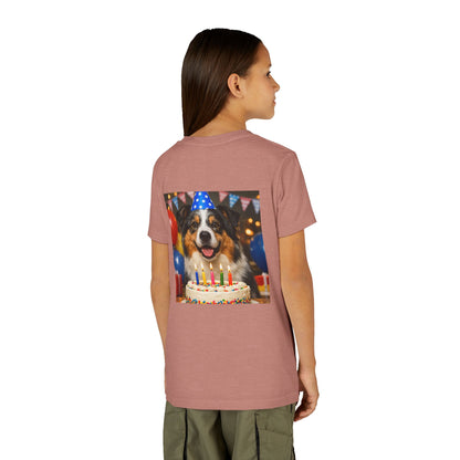 Birthday Buddy Aussie Youth Unisex Short Sleeve Crewneck Tee