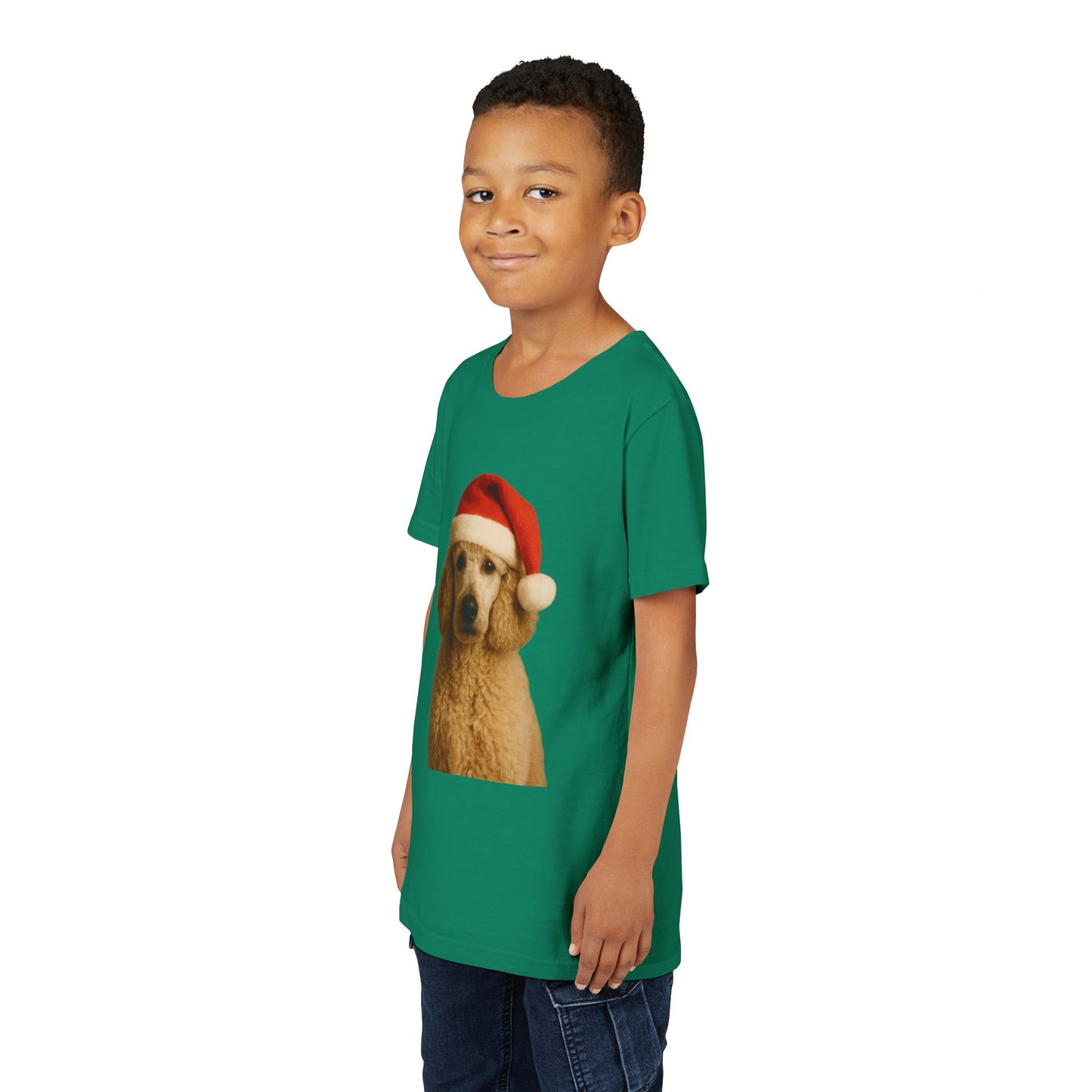 Santa Paws Poodle Youth Unisex Short Sleeve Crewneck Tee