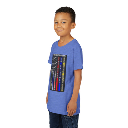 No One Fights Alone Youth Unisex Short Sleeve Crewneck Tee