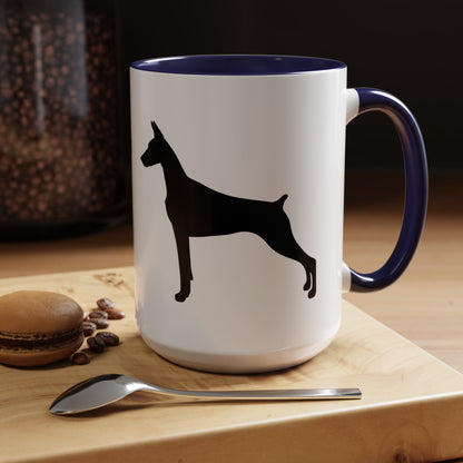 Doberman Silhouette 2-Tone Coffee Mug