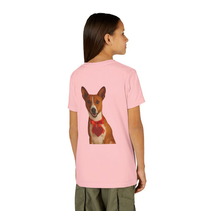 Cupid's Companion Basenji Youth Unisex Short Sleeve Crewneck Tee