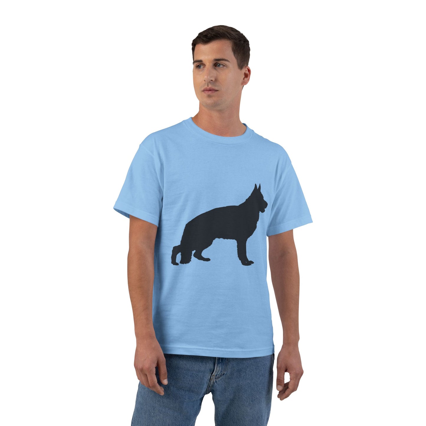 German Shepherd Silhouette Men's Short-Sleeve Crewneck Tee