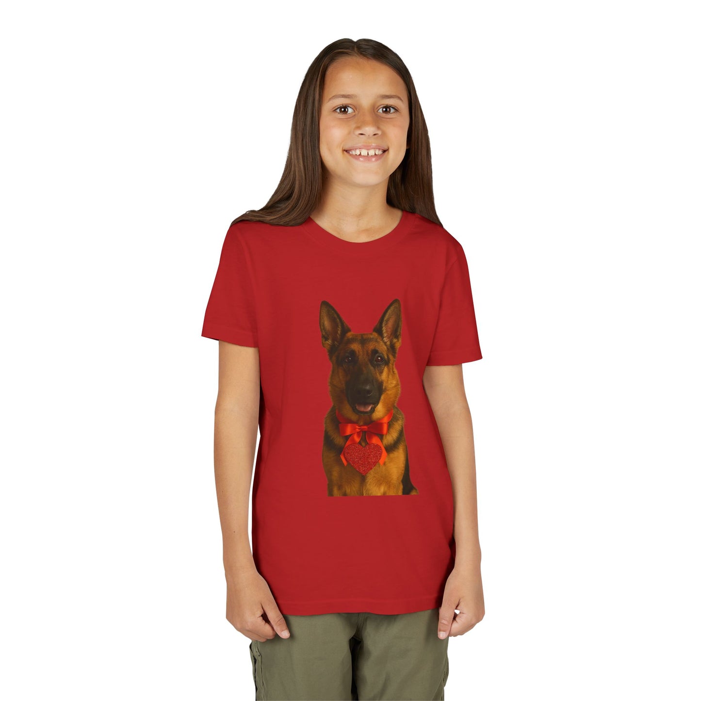 Cupid's Companion German Shepherd Youth Unisex Short Sleeve Crewneck Tee