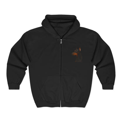 Doberman Head Unisex Full Zip Hoodie