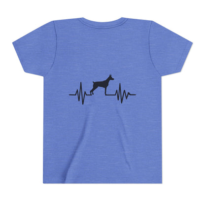 My Heart Beats For Dobermans Youth Unisex Short Sleeve Crewneck Tee