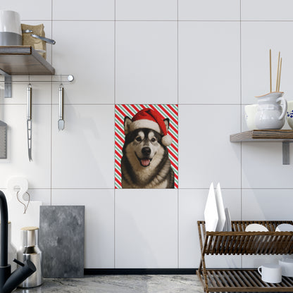 Santa Paws Malamute Ceramic Photo Tile