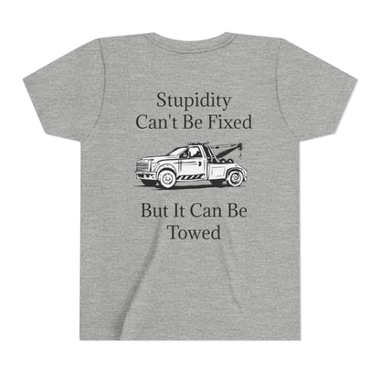 Stupidity Wheel Lift Tow Truck Youth Unisex Short Sleeve Crewneck Tee