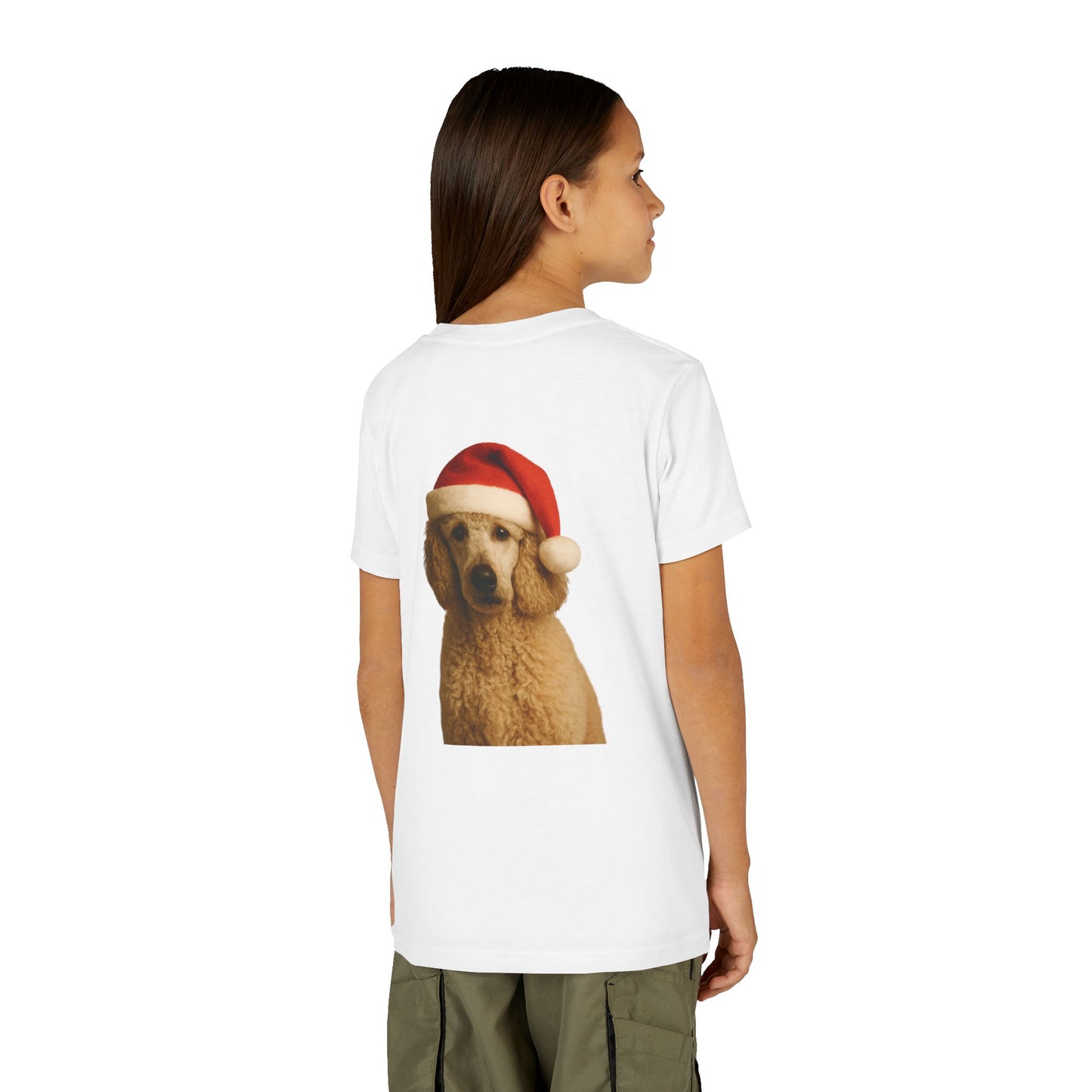 Santa Paws Poodle Youth Unisex Short Sleeve Crewneck Tee
