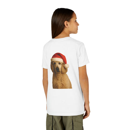 Santa Paws Poodle Youth Unisex Short Sleeve Crewneck Tee