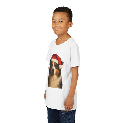 Santa Paws Aussie Youth Unisex Short Sleeve Crewneck Tee