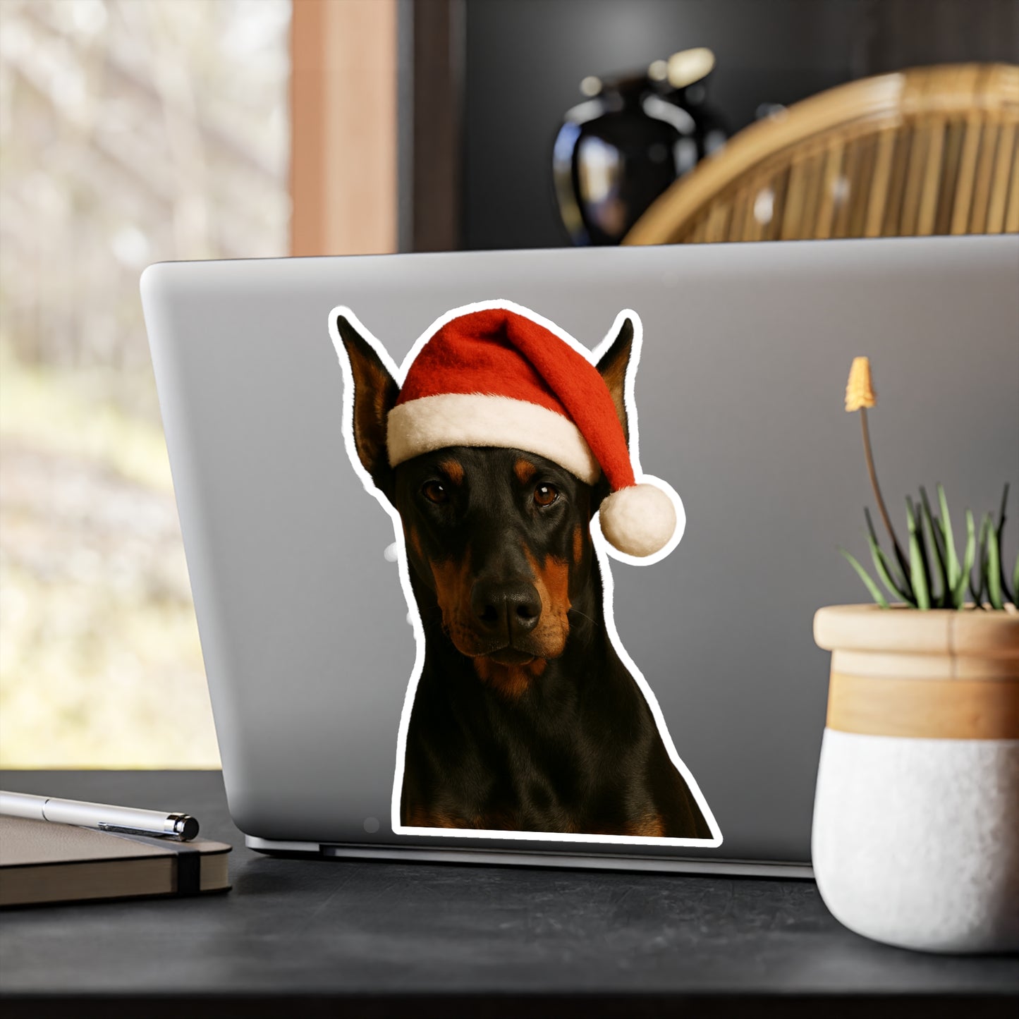 Santa Paws Doberman Vinyl Decal