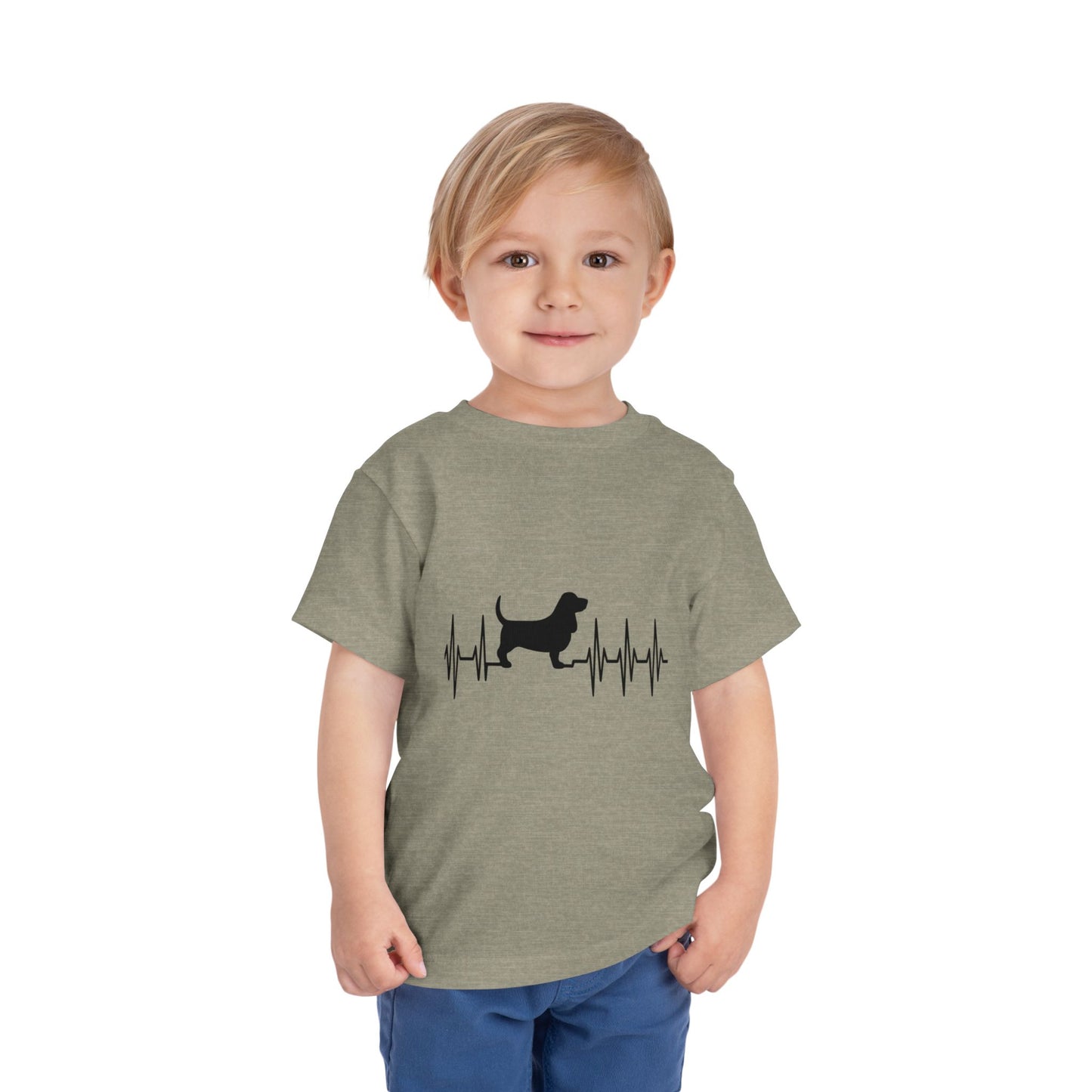 My Heart Beats For Bassets Toddler Unisex Short Sleeve Crewneck Tee