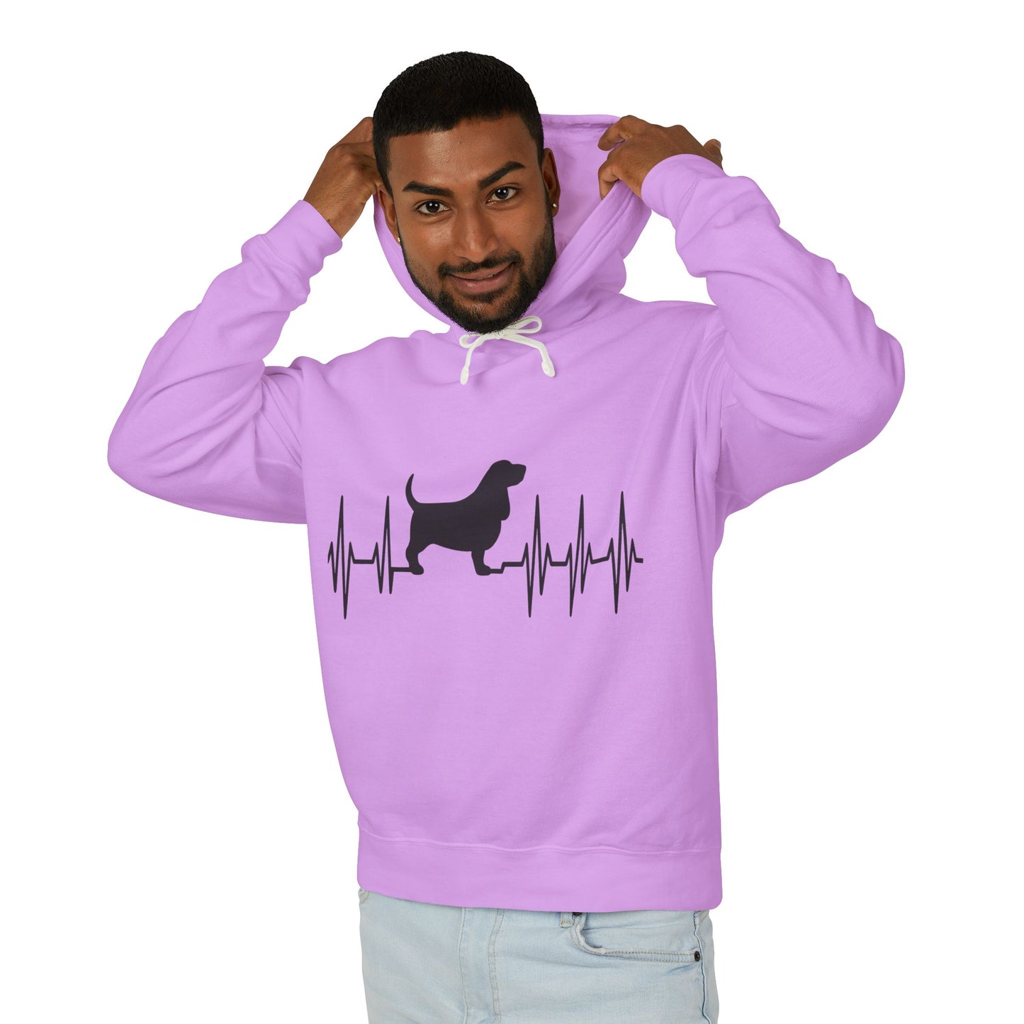 My Heart Beats For Bassets Unisex Lightweight Hoodie