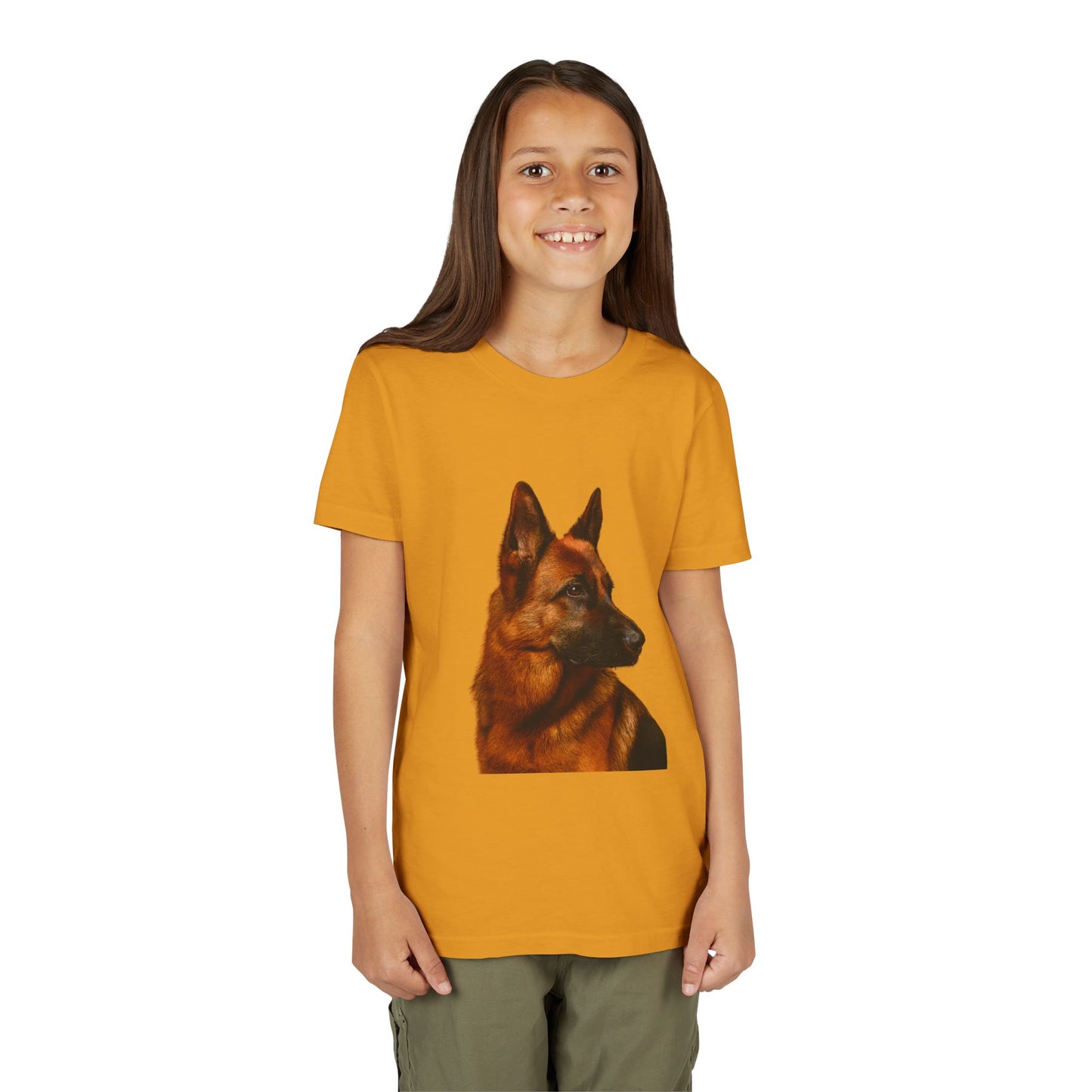 German Shepherd Head Youth Unisex Short Sleeve Crewneck Tee
