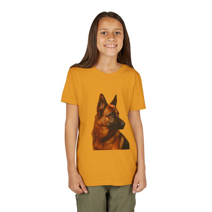 German Shepherd Head Youth Unisex Short Sleeve Crewneck Tee