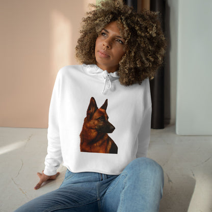 German Shepherd Head Women's Crop Hoodie