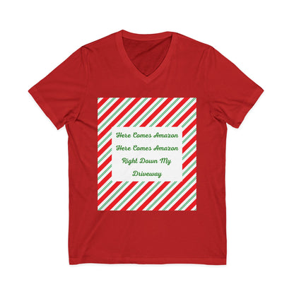 Here Comes Amazon Unisex Short Sleeve V-Neck Tee